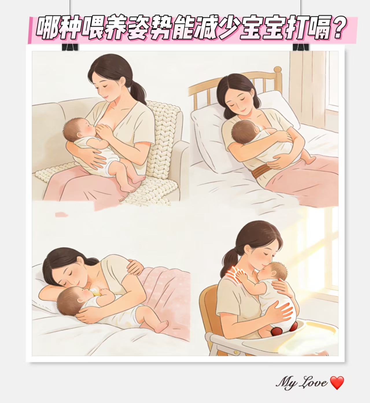 哪種喂養(yǎng)姿勢能減少寶寶打嗝？